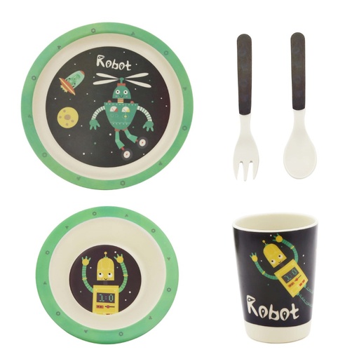 [30422] SET PLATOS TRENDY BAMBOO ROBOT