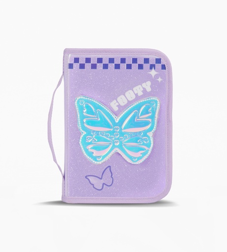 [F263044LILA] CARTUCHERA FOOTY RIGIDA 1 CIERRE CON INTERIOR DESPLEGABLE LILA