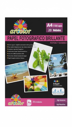 [20150] PAPEL FOTOGRAFICO ARCOLOR A4 150G X20 BRILLANTE