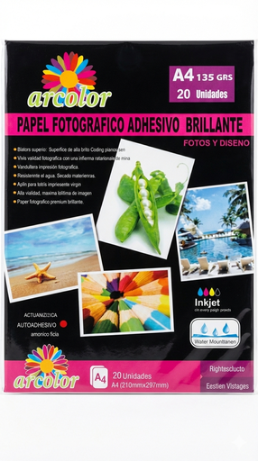 [22135] PAPEL FOTOGRAFICO ARCOLOR AUTOADHESIVO A4 135G X20 BRILLANTE