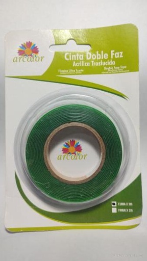 [CINA12] CINTA DOBLE FAZ ARCOLOR 12MMX2M ACRILICA TRASLUCIDA