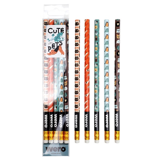 [WE4362] LAPIZ WERO CON GOMA X5 CUTE PETS