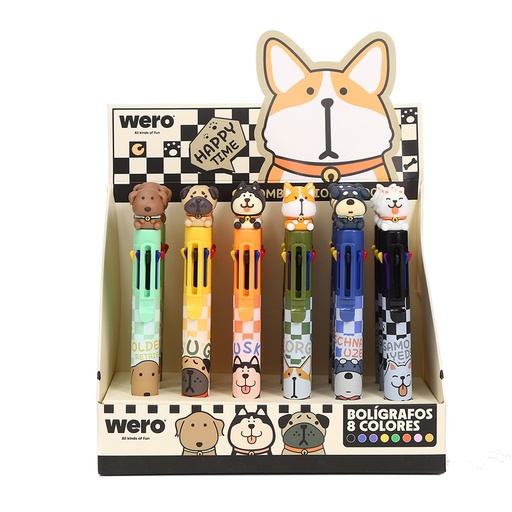 [WE4274] BOLIGRAFO WERO OCHO COLORES X1 DOGS