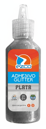 [407007-P] ADHESIVO EZCO GLITTER X12 PLATA