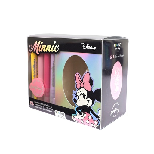 [3112102] MARCADOR MOOVING ACRILICO PUNTA PINCEL X8 + FIGURA DE YESO X1 MINNIE MOUSE