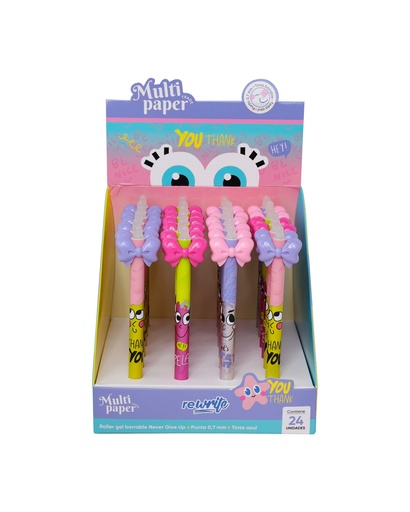 [26-87] BOLIGRAFO MP ROLLER GEL BORRABLE REWRITE NEVER GIVE UP X1