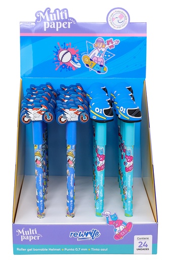 [26-80] BOLIGRAFO MP ROLLER GEL BORRABLE REWRITE HELMET X1