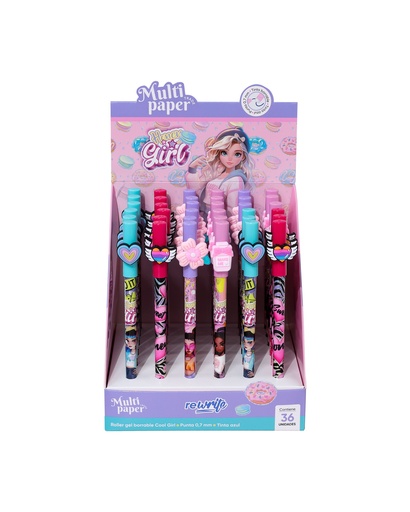 [26-94] BOLIGRAFO MP ROLLER GEL BORRABLE REWRITE COOL GIRL X1