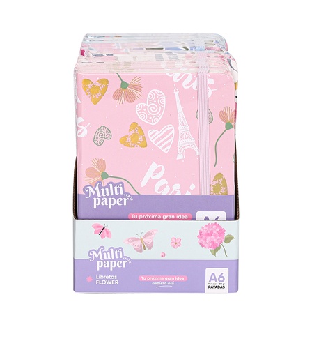[26-21] LIBRETA MP TAPA DURA A6 FLOWERS 96 HOJAS