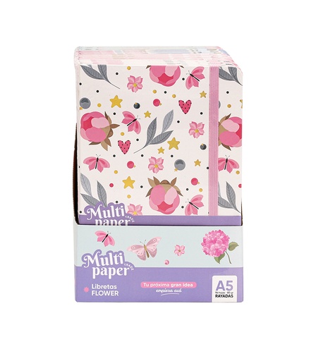 [26-20] LIBRETA MP TAPA DURA A5 FLOWERS 96 HOJAS