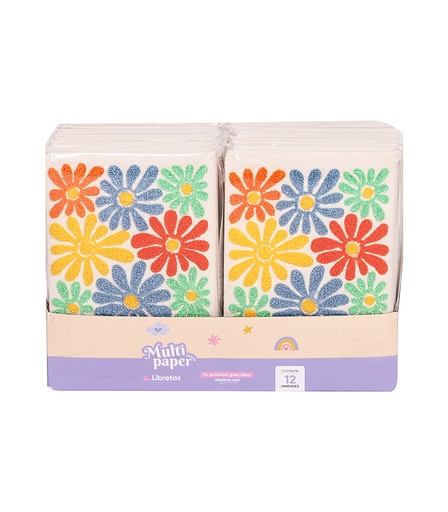 [26-69] LIBRETA MP TAPA DURA A5 3D FABRIC FLOWE 96 HOJAS