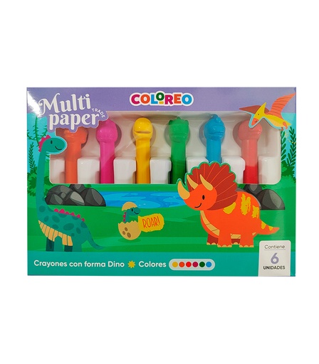 [CRA-01] CRAYONES MP CON FORMA DINO X6