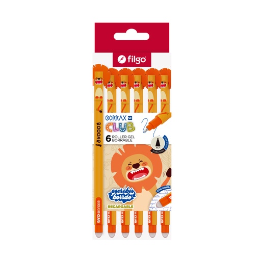 [BRXSE7-C6-CLB10] BOLIGRAFO FILGO BORRAX SE BORRABLE Y RECARGABLE ROLLER 0.7 X6 LEON
