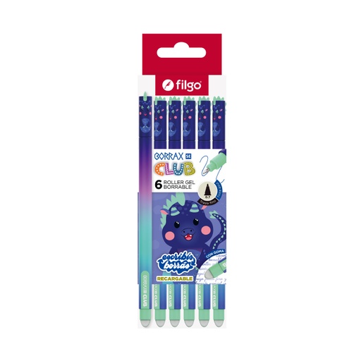 [BRXSE7-C6-CLB5] BOLIGRAFO FILGO BORRAX SE CLUB BORRABLE Y RECARGABLE ROLLER 0.7 X6 DRAGON
