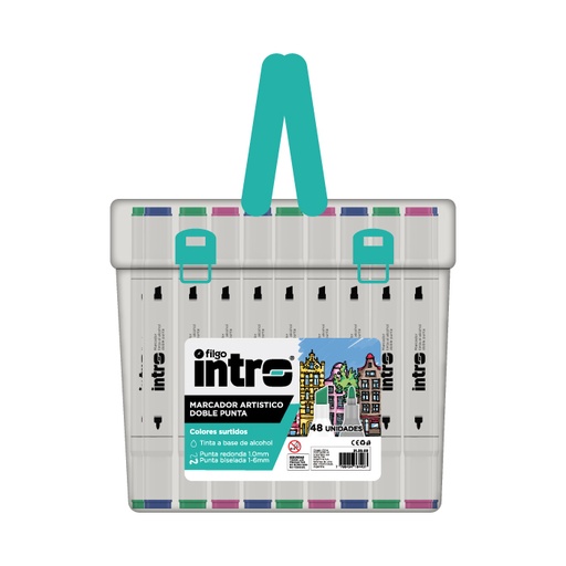 [21.35.03] MARCADOR INTRO DOBLE PUNTA REDONDA X48 COLORES SURTIDOS