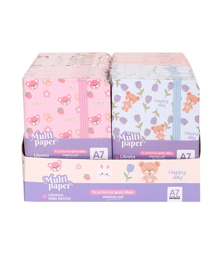 [26-32] LIBRETA MP TAPA DURA A7 MINI PATCH X96 HOJAS RAYADAS