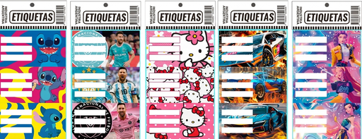 [7789897344345] ETIQUETA ESCOLAR ECO X9 MOTIVOS SURTIDOS