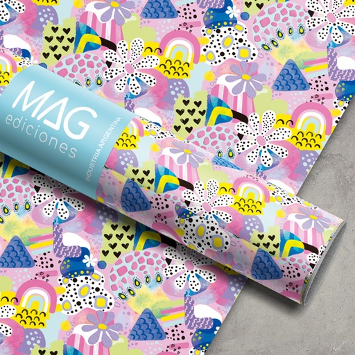 [13-5141-00] PAPEL PARA REGALO MAG 70X100 X 10 5141 CORAZONES Y FLORES